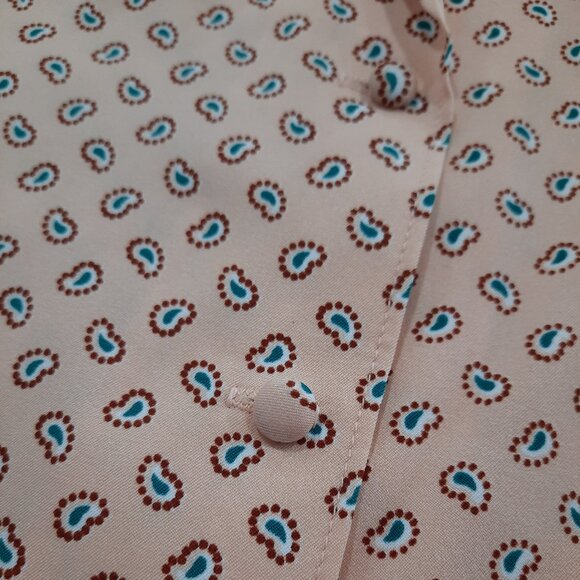 Vtg 70s mini paisley button down - Peach - Picture 8 of 10